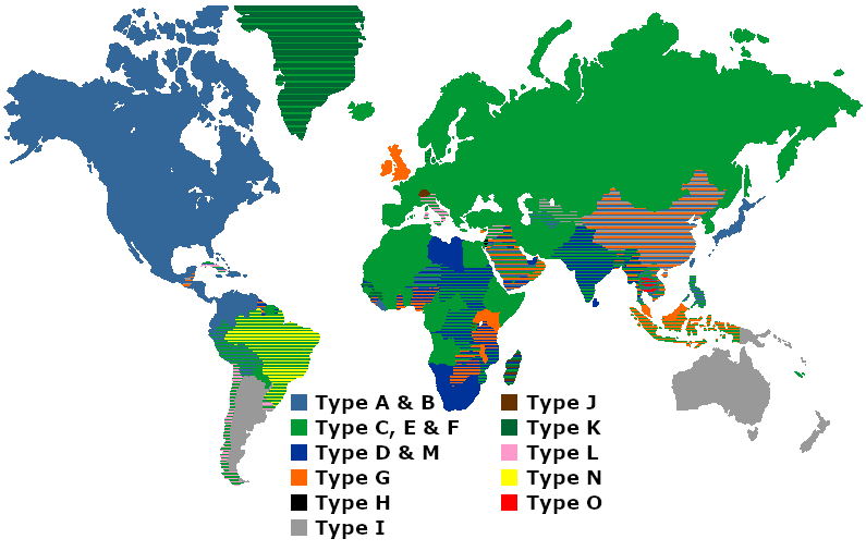 Prise électrique de type F, fiche technique et liste des pays qui  l'utilisent